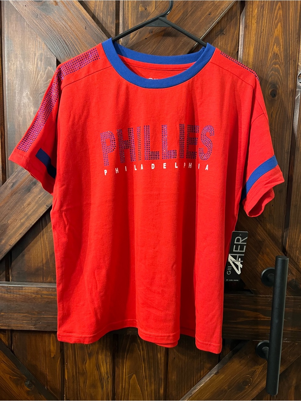 Phillies Red & Blue woman’s Short Sleeve Tee